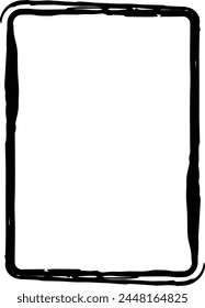 Frame border grunge shape icon, vertical, rectangle decorative doodle element for design in vector illustration

