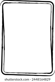 Frame border grunge shape icon, vertical, rectangle decorative doodle element for design in vector illustration
