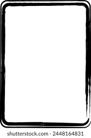 Icono de forma de grunge de borde de marco, Vertical, elemento decorativo de doodle de rectángulo para el diseño en Ilustración vectorial
