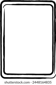 Icono de forma de grunge de borde de marco, Vertical, elemento decorativo de doodle de rectángulo para el diseño en Ilustración vectorial
