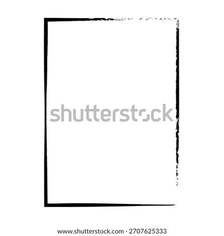 Frame border, grunge shape icon, vertical rectangle decorative doodle element for design in vector illustration