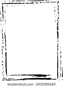 Frame border grunge stroke element, brush shape icon, vertical, rectangle decorative doodle element for design in vector illustration