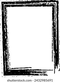 Frame border grunge stroke element, brush shape icon, vertical, rectangle decorative doodle element for design in vector illustration