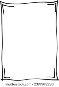 Frame border hand drawn rectangle shape icon for decorative vintage doodle element for design in vector illustration
