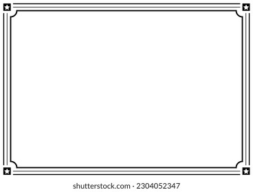 Frame and border isolated vector. Black outline on white background star shape corner template.