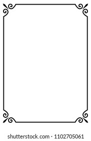 Frame border line page vector vintage simple. Decorative vintage Greeting Card Template. Retro Luxury Invitation . Floral elements for monograms, invitations, menus, labels and websites. 
