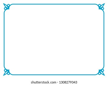 Frame border line page vector vintage simple horizontal blue