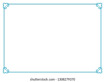 Frame border line page vector vintage simple horizontal blue