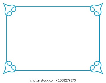 Frame border line page vector vintage simple horizontal blue