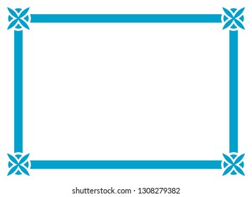 Frame border line page vector vintage simple horizontal blue