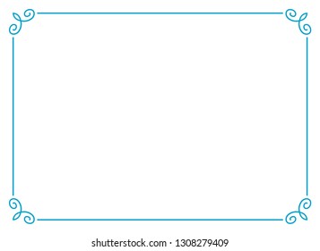 Frame border line page vector vintage simple horizontal blue