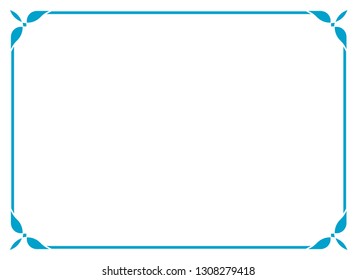 Frame border line page vector vintage simple horizontal blue