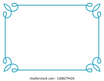 Frame border line page vector vintage simple horizontal blue