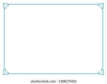 Frame border line page vector vintage simple horizontal blue