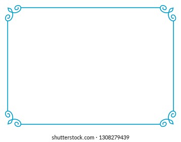 Frame border line page vector vintage simple horizontal blue