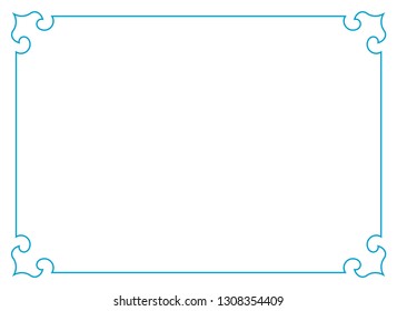 Frame border line page vector vintage simple horizontal blue