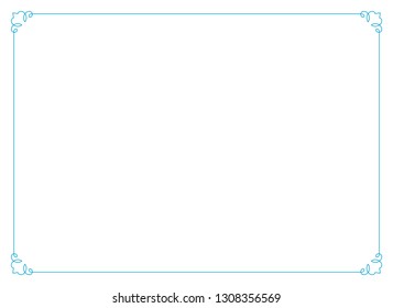 Frame border line page vector vintage simple horizontal blue
