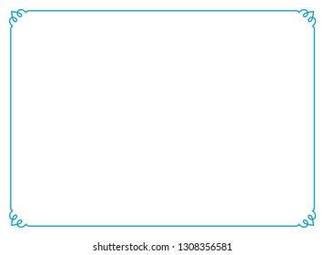 Frame border line page vector vintage simple horizontal blue