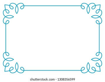 Frame border line page vector vintage simple horizontal blue