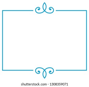 Frame border line page vector vintage simple horizontal blue
