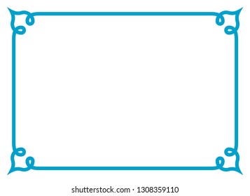 Frame border line page vector vintage simple horizontal blue
