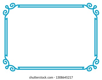 Frame border line page vector vintage simple horizontal blue