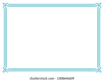 Frame border line page vector vintage simple horizontal blue
