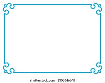 Frame border line page vector vintage simple horizontal blue