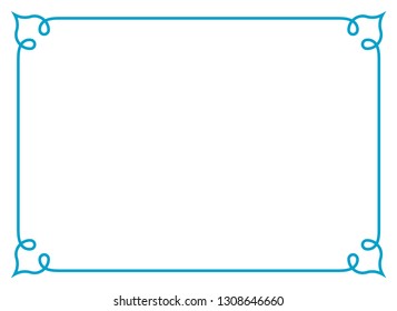 Frame border line page vector vintage simple horizontal blue