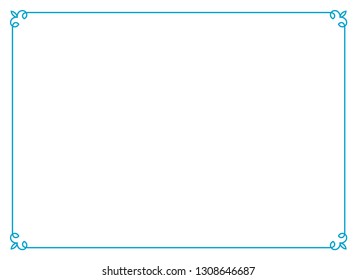 Frame border line page vector vintage simple horizontal blue