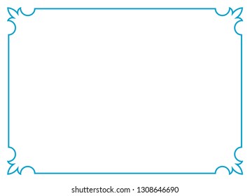 Frame border line page vector vintage simple horizontal blue