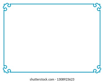 Frame border line page vector vintage simple horizontal blue