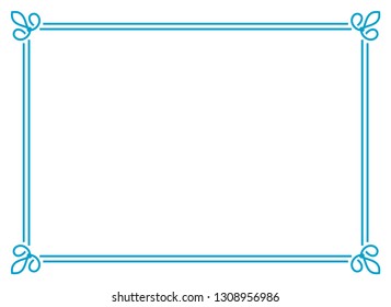 Frame border line page vector vintage simple horizontal blue