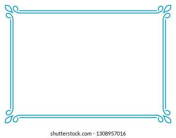 Frame border line page vector vintage simple horizontal blue