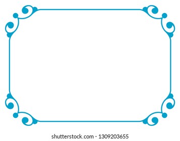 Frame border line page vector vintage simple horizontal blue
