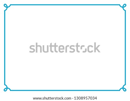 Frame border line page vector vintage simple horizontal blue
