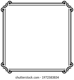 Frame Border Line Vector Simple Design, Black Square Shape