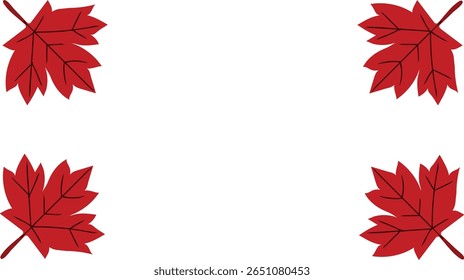 Uma moldura ou borda feita de folhas de bordo vermelho em um fundo branco. Ilustração vetorial simples perfeita para temas do Dia do Canadá ou do outono com espaço de cópia.
