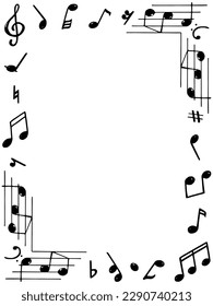 
Frame in the border of musical notes. Vector illustration.