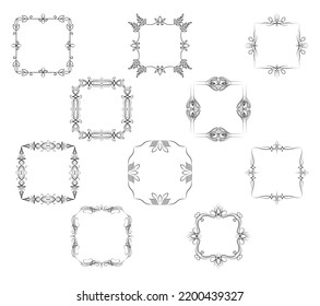 Frame border ornament. Calligraphic text divider, border, separator decor design. Antique vintage victorian elegant decoration element. Filigree frame ornament line. Hand drawn vector illustration