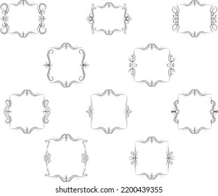 Frame border ornament. Calligraphic text divider, border, separator decor design. Antique vintage victorian elegant decoration element. Filigree frame ornament line. Hand drawn vector illustration