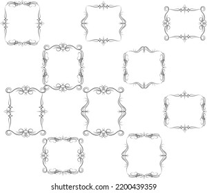 Frame border ornament. Calligraphic text divider, border, separator decor design. Antique vintage victorian elegant decoration element. Filigree frame ornament line. Hand drawn vector illustration