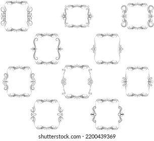 Frame border ornament. Calligraphic text divider, border, separator decor design. Antique vintage victorian elegant decoration element. Filigree frame ornament line. Hand drawn vector illustration