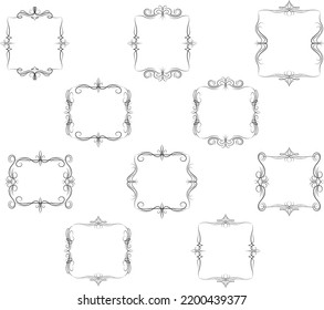 Frame border ornament. Calligraphic text divider, border, separator decor design. Antique vintage victorian elegant decoration element. Filigree frame ornament line. Hand drawn vector illustration