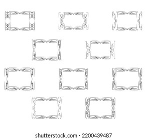 Frame border ornament. Calligraphic text divider, border, separator decor design. Antique vintage victorian elegant decoration element. Filigree frame ornament line. Hand drawn vector illustration