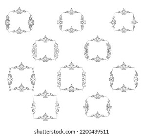 Frame border ornament. Calligraphic text divider, border, separator decor design. Antique vintage victorian elegant decoration element. Filigree frame ornament line. Hand drawn vector illustration