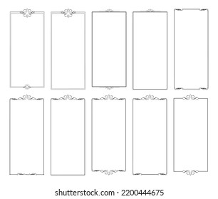 Frame border ornament. Calligraphic text divider, border, separator decor design. Antique vintage victorian elegant decoration element. Filigree frame ornament line. Hand drawn vector illustration