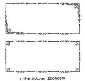 Frame border ornament. Calligraphic text divider, border, separator decor design. Antique vintage victorian elegant decoration element. Filigree frame ornament line. Hand drawn vector illustration