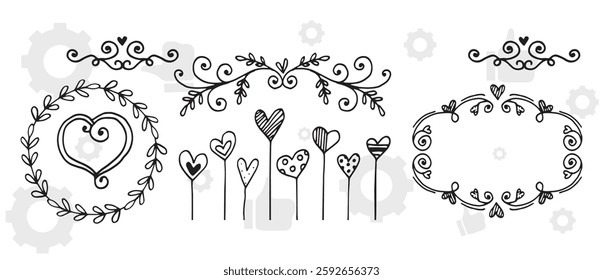 Frame border ornament. Decor line design pattern, flower luxury decoration. Book element, antique ornate classic floral. Elegant baroque label old filigree calligraphy shapes. Vector retro garish card