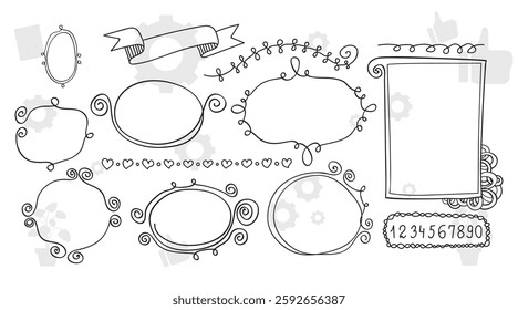 Frame border ornament. Decor line design pattern, flower luxury decoration. Book element, antique ornate classic floral. Elegant baroque label old filigree calligraphy shapes. Vector retro garish card